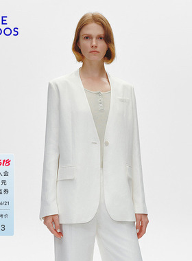 BLUE ERDOS春季气质通勤一字扣无领西装外套女B255J1013