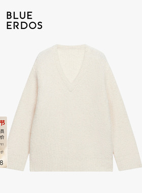 BLUE ERDOS慵懒风羊驼毛混纺V领针织套衫女B246D0024