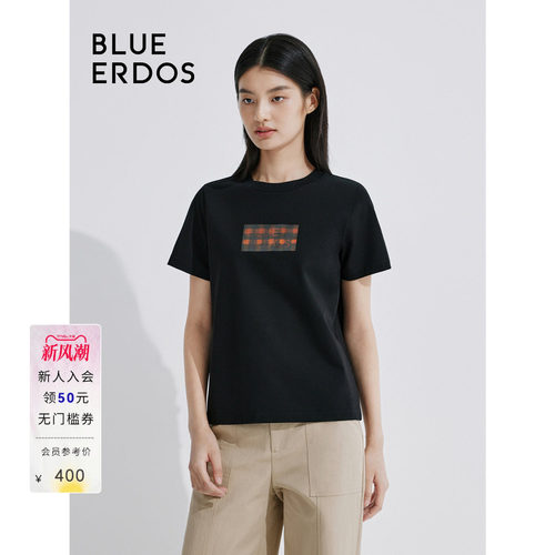 BLUE ERDOS 薄款圆领柔软舒适纯色短袖T恤B245H1038
