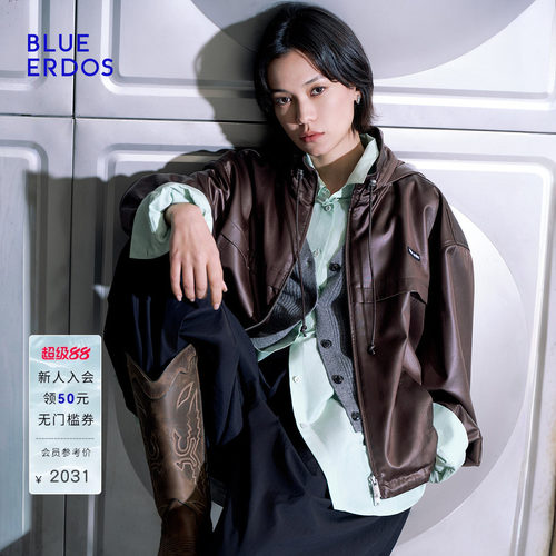 BLUE ERDOS2026春季新品复古百搭立领拉链夹克外套女B2265J016