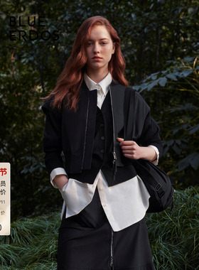 BLUE ERDOS轻便型短款弹力尼龙混纺无袖外套B245J3002