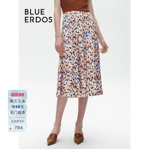blueerdos彩底印花A字半身裙