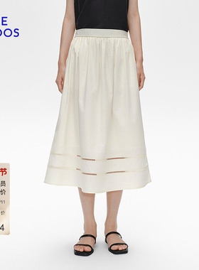 BLUE ERDOS春秋气质简约知性棉丝混纺A字伞裙半裙B255M0006