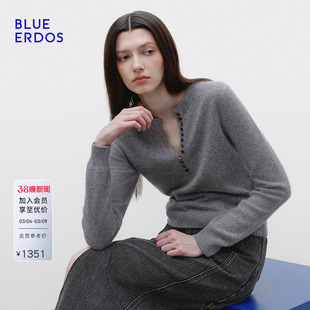【明星同款】BLUE ERDOS春季新格雷系山羊绒混纺半开圆领羊绒衫