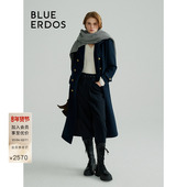 BLUE 100%绵羊毛 ERDOS复古呢大衣B246K2003