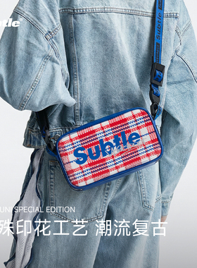 SUBTLE2026限量新款特别印花斜挎包女潮牌复古单肩包男百搭通勤包