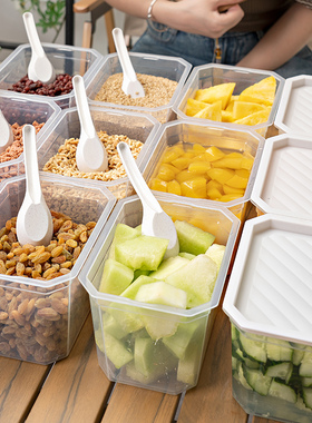 冰粉摆摊工具全套配料盒商用 摆摊专用展示小料盒水果捞密封盒子