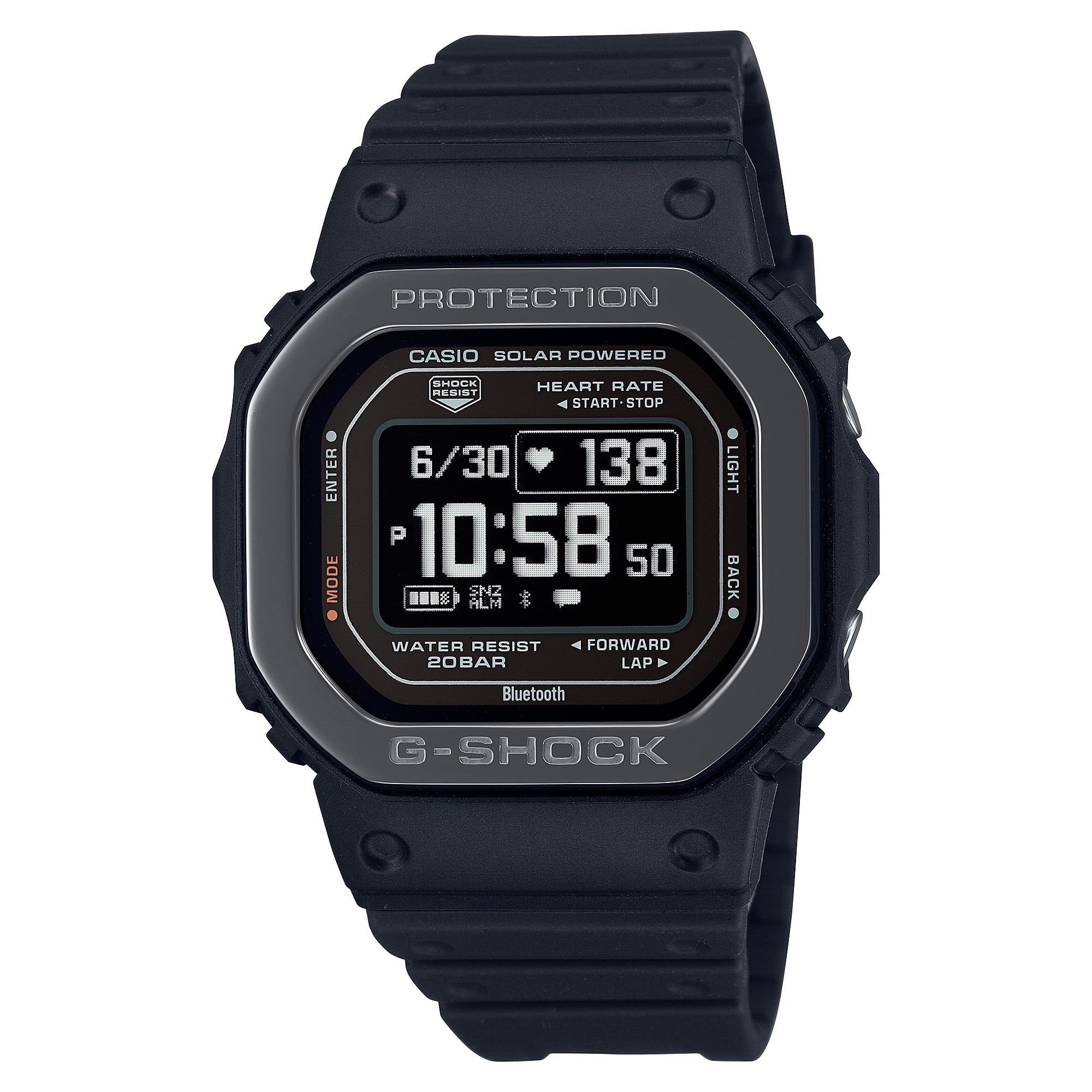casio卡西欧冠军之心运动手表血氧心率测量计步太阳能DW-H5600MB