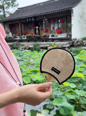 夏季非遗夏布制作手工团扇国潮文创扇古风旅游迷你包挂中式布面扇