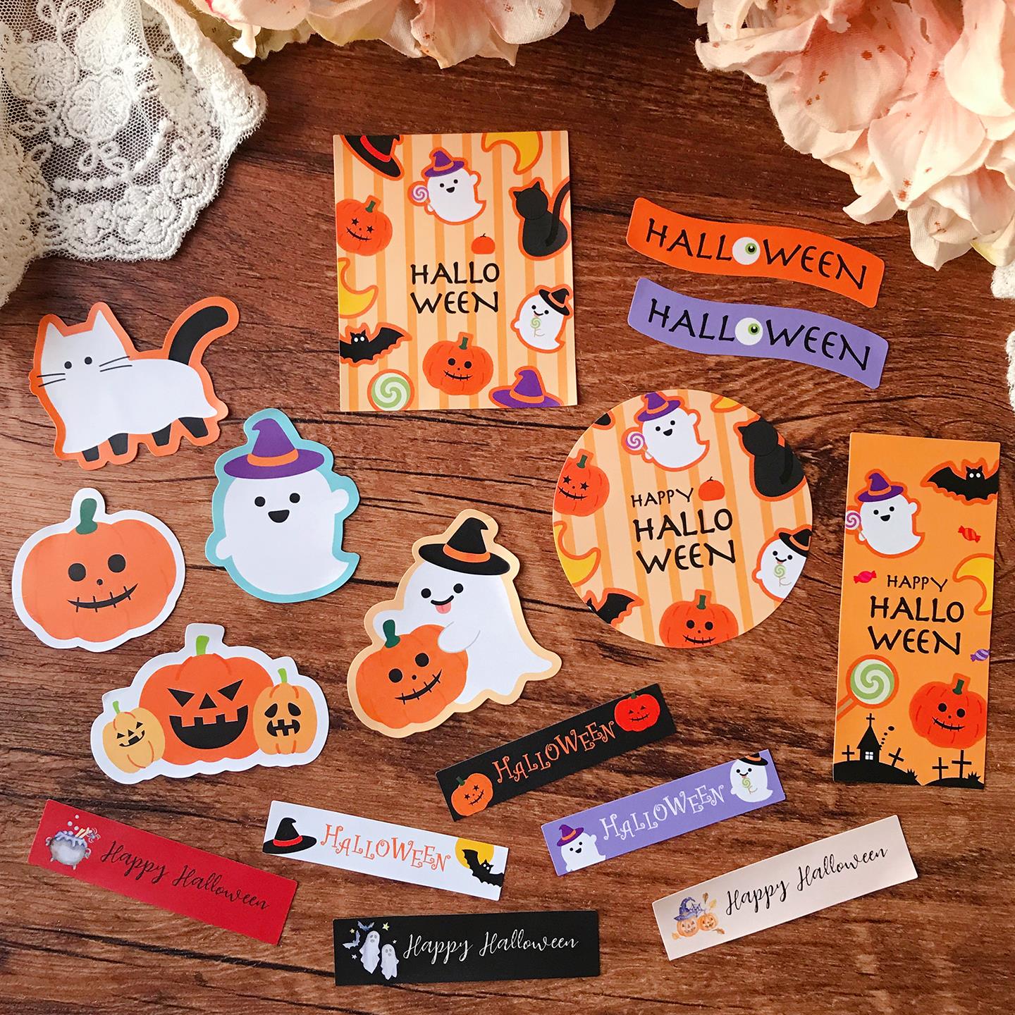Halloween万圣节diy装饰鲜花烘焙蛋糕礼物南瓜封口不干胶标签贴纸