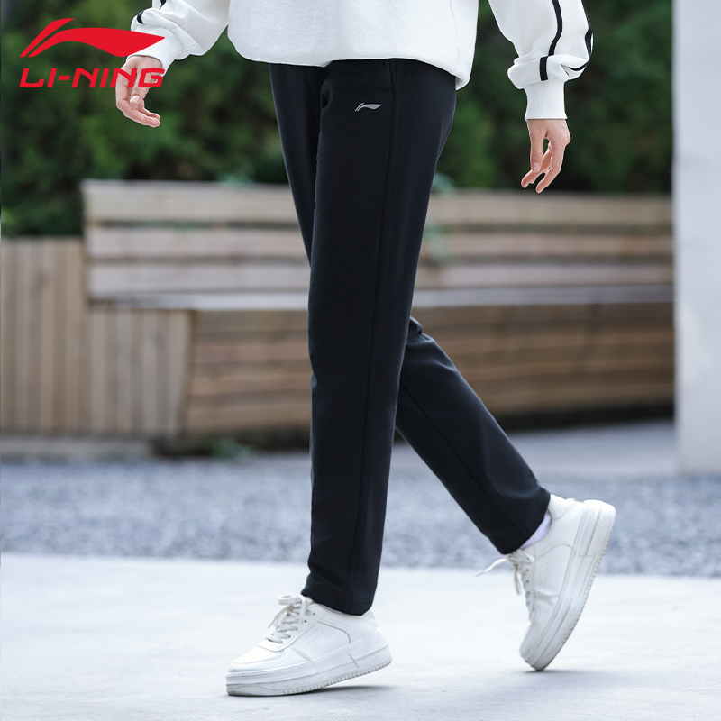 李宁女直筒显高显瘦运动休闲长裤