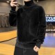 仿水貂绒高领毛衣男冬季 保暖毛线衣 男士 加绒加厚款 纯色毛绒打底衫