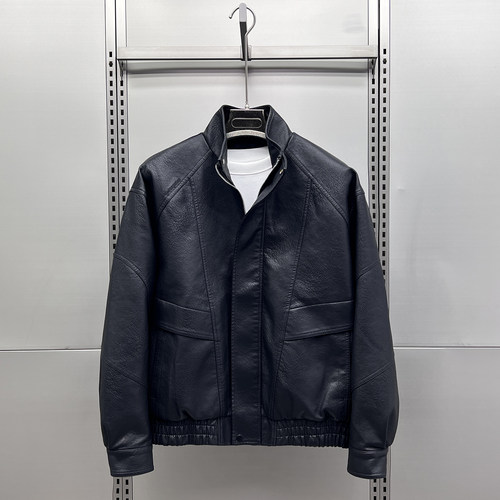 冬季潮牌立领加绒皮衣男加厚外套