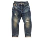 余文乐潮牌百搭直筒破洞牛仔裤 MADNESS WASHED JEANS MDNS WRUEI