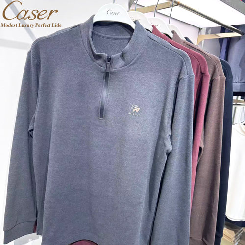 凯撒caser男士秋冬保暖立领卫衣加厚暖姜绒经典拉链上衣AJ53-6585