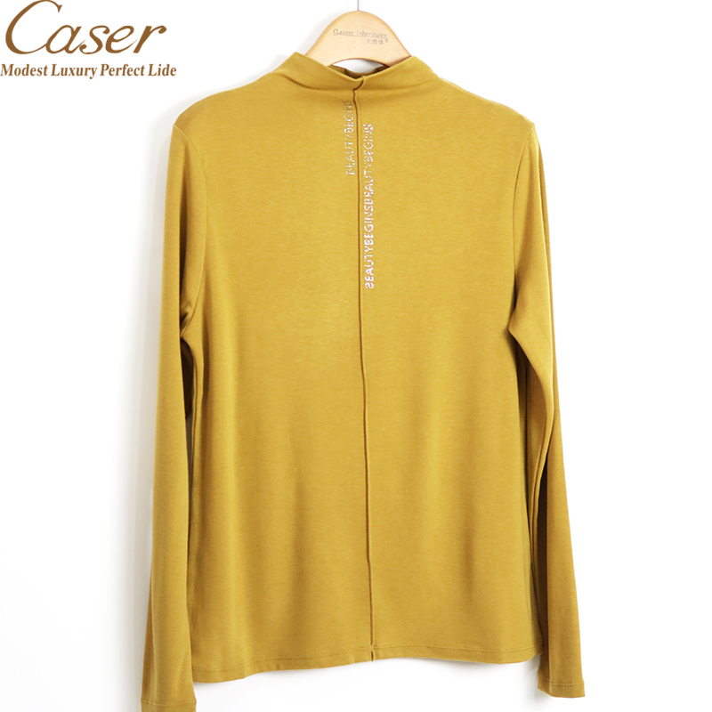 caser一字领女保暖上装双面磨绒