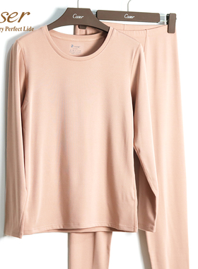 caser凯撒女羊绒蛋白圆领保暖内衣套装加厚磨绒秋衣秋裤BI511101