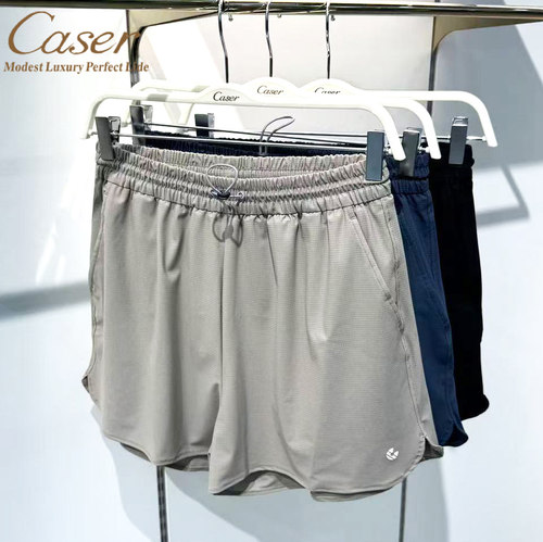 凯撒Caser夏季新款女迷你小方格经编冰丝三分裤运动短裤BN05-5708