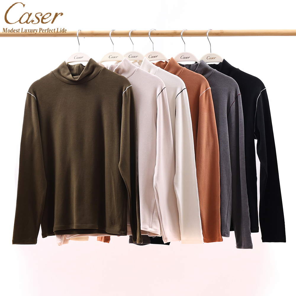 caser凯撒女士加厚暖姜绒半高领保暖上衣打底衫秋冬新款BJ53-5572