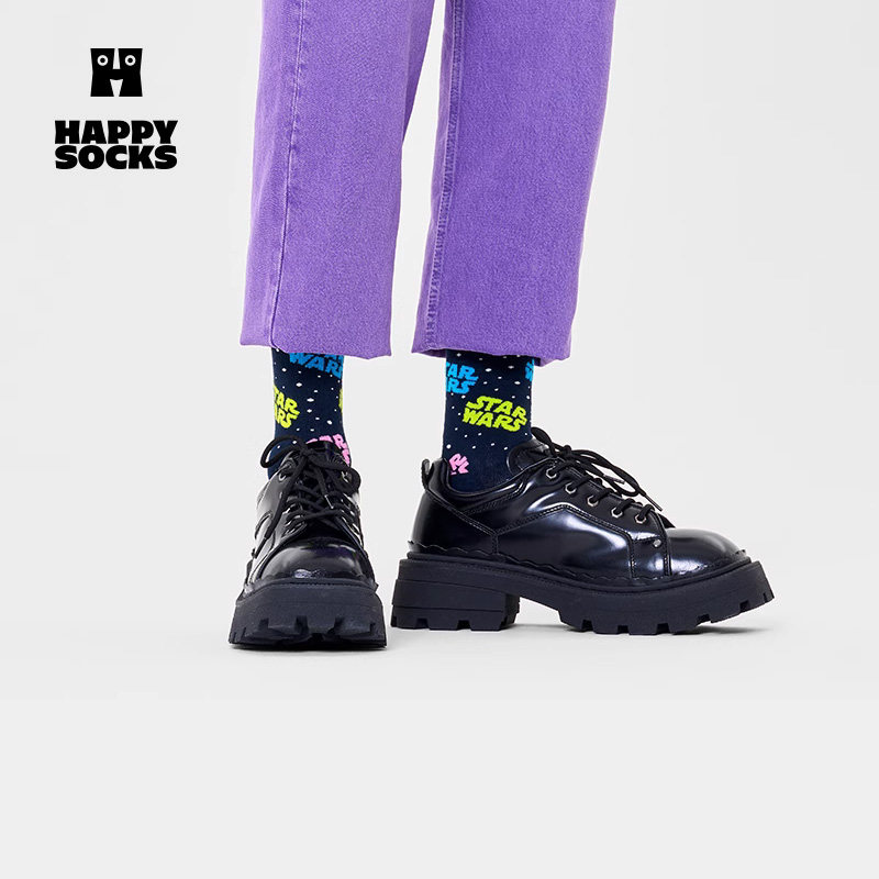 Happy Socksx Star Wars联名袜子男女潮牌多巴胺中筒袜3双装礼盒