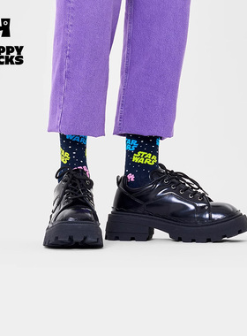 Happy Socksx Star Wars联名袜子男女潮牌多巴胺中筒袜3双装礼盒