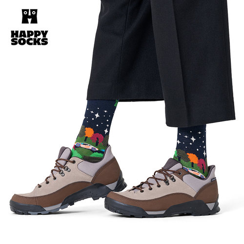 【春秋款】Happy Socks潮牌秋日漫游袜子时尚个性图案中筒袜