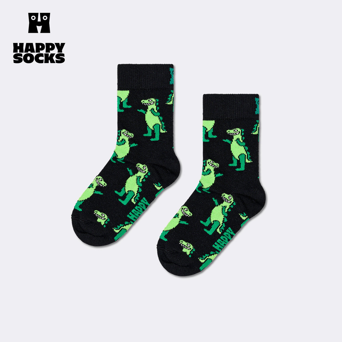 【2026新款】Happy Socks儿童可爱创意恐龙棉袜子宝宝舒适中筒袜