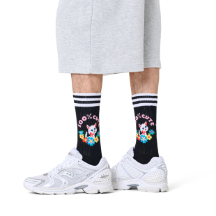 Socks潮牌2025新品 Happy 甜美猫咪袜子ins风中筒袜 学院系列