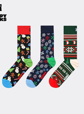【2025新品】Happy Socks潮牌设计师圣诞个性袜子百搭时尚中筒袜