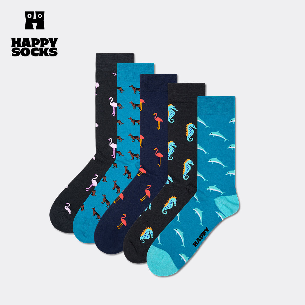 【2026新款】Happy Socks潮牌个性动物图案棉袜子商务小众中筒袜