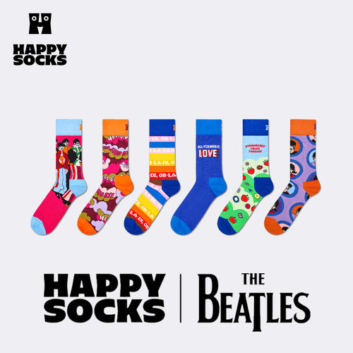 【2026秋冬新款】Happy Socks X 披头士联名设计师小众中筒袜子潮