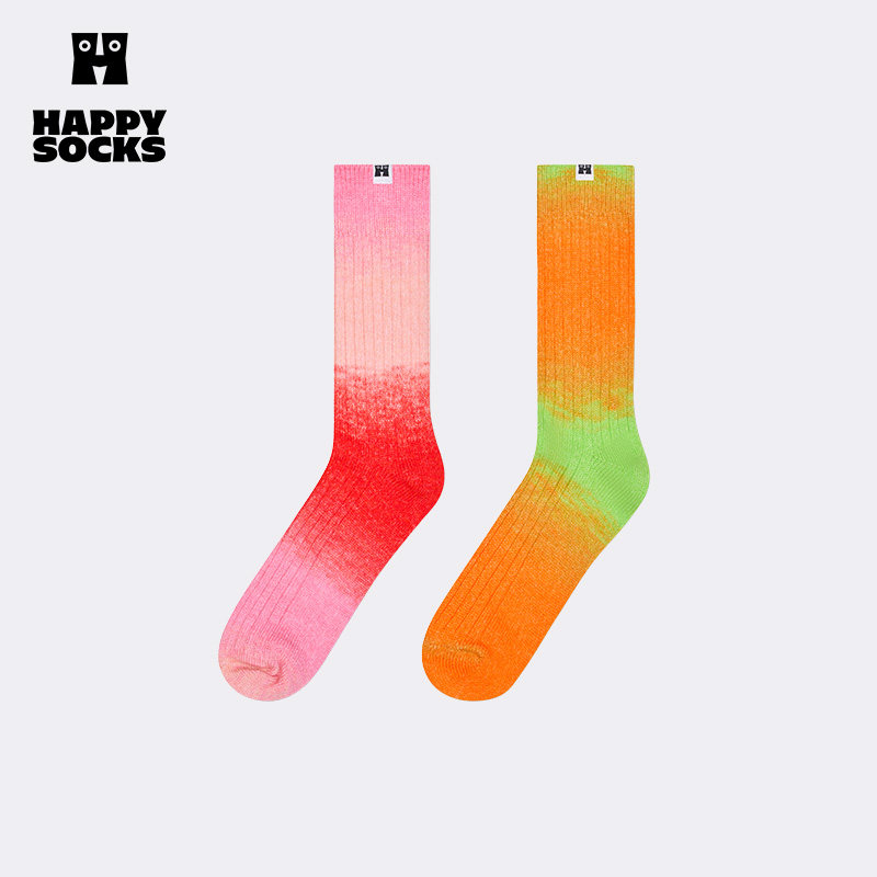 【春夏款】Happy Socks潮牌扎染厚袜子小众个性保暖中筒堆堆袜