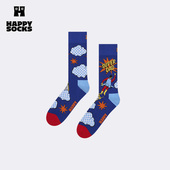 超人老爸中筒袜创意图案袜子 Socks潮牌个性 25秋冬款 Happy