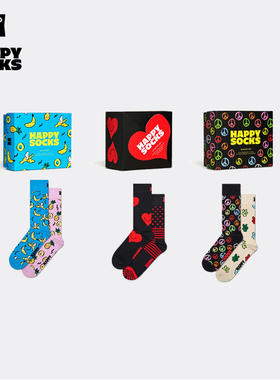【情侣礼盒】Happy Socks袜子女多巴胺中筒袜堆堆袜多双装礼盒