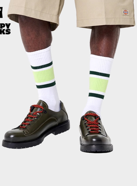 Happy Sock男女款潮牌白色长筒袜条纹百搭外穿白色袜春夏新品百搭