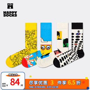 中筒袜小腿袜堆堆袜 潮牌披头士联名袜女男袜秋冬款 Happy Socksx