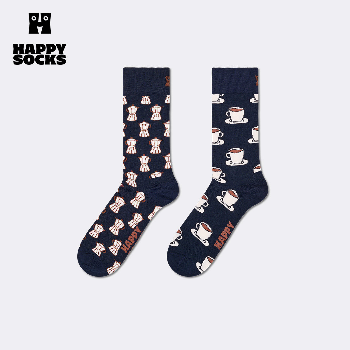 Happy Socks潮牌设计师创意咖啡图案袜子时尚小众个性中筒袜