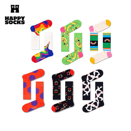 【任选3双129元】HappySocks潮牌彩色袜子男女多巴胺外穿中筒袜