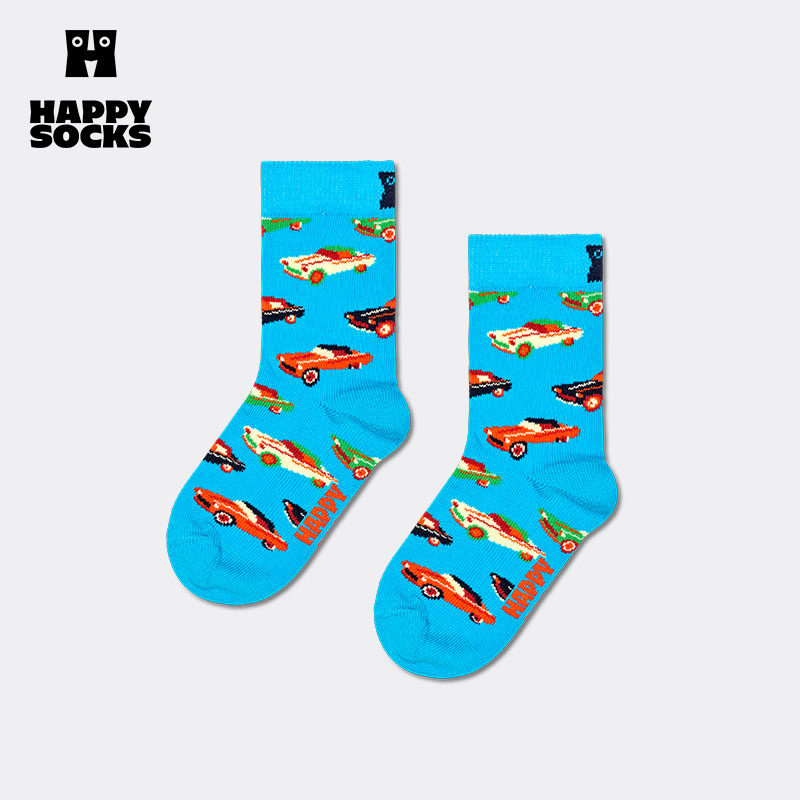【2026新款】Happy Socks儿童百搭汽车嘟嘟棉袜子宝宝舒适中筒袜