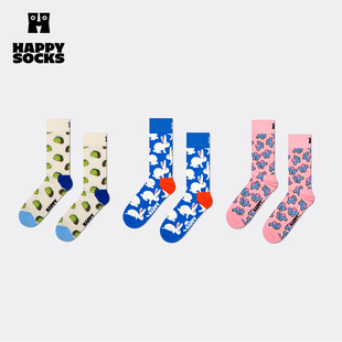 新品 Happy Socks春夏款 不勒脚袜子女男多巴胺设计感中筒棉袜