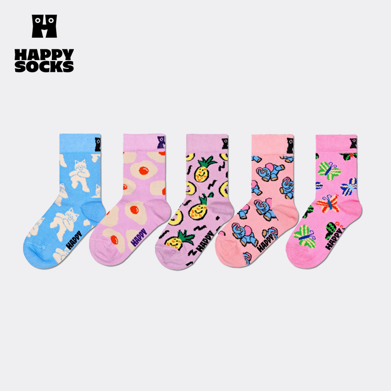 Happy Socks个性童袜春季款可爱动物趣味中筒袜儿童袜子宝宝袜