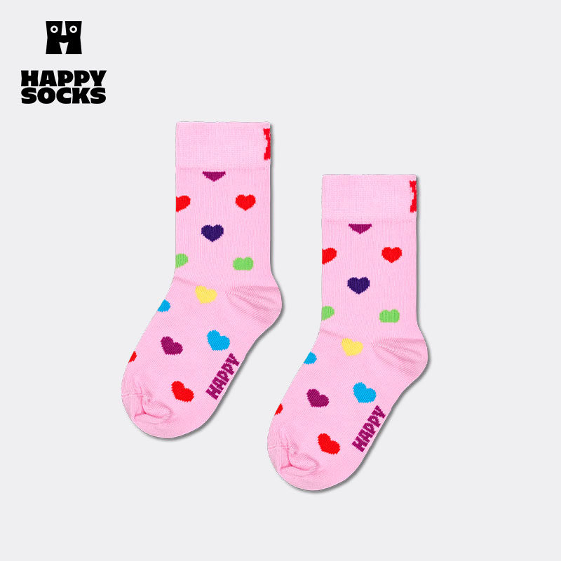 【2026春夏】Happy Socks潮牌儿童可爱爱心多巴胺袜子小众中筒袜