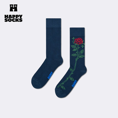 【春秋款】Happy Socks潮牌个性创意玫瑰花袜子百搭小众中筒袜