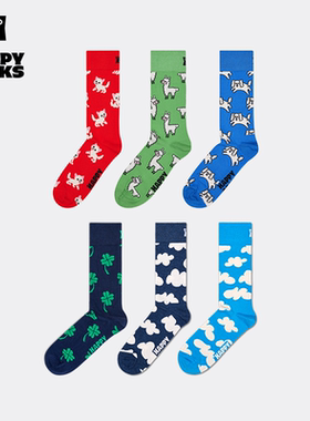 【自然系列】Happy Socks潮牌新品袜子男女ins风多巴胺云朵中筒袜