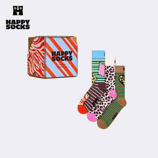 礼盒 Socks袜子女男袜薄荷曼波色彩组合中筒袜3双装 新品 Happy