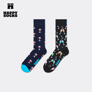 【25秋冬款】Happy Socks潮牌个性创意图案酒杯袜子小众中筒袜