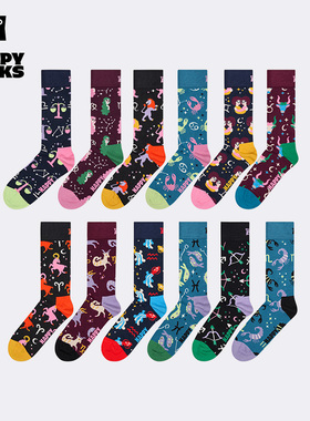 【2025新款十二星座系列】Happy Socks个性情侣袜子创意中筒袜潮