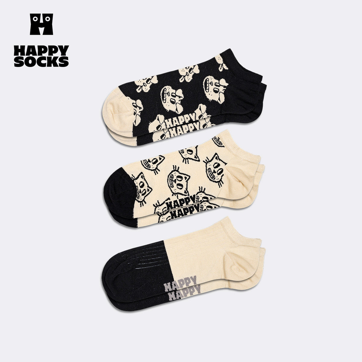 【2026新款3双装】Happy Socks潮牌夏季薄款袜子动物可爱百搭短袜