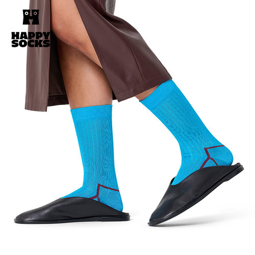 【潮流新风尚】Happy Socks经典纯色春秋袜子个性多巴胺中筒袜