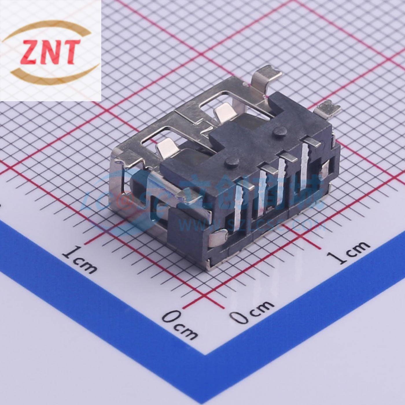 10个 USB-A型母座180度短体直边 TYPE-A插座4P 全贴 USB-A-SMD WT